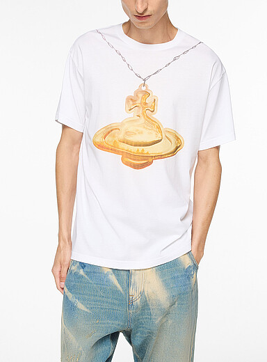 Vivienne Westwood White Giant orb trompe-l'&oelig;il T-shirt for men