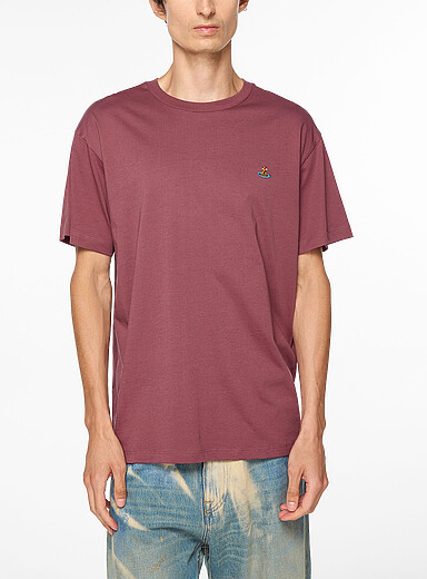 Vivienne Westwood: Le t-shirt orbe brod&eacute; Rouge pour homme
