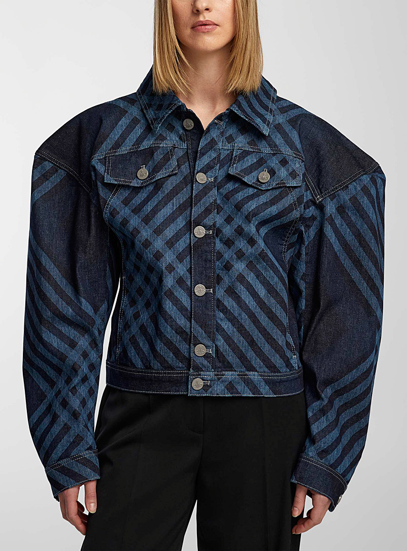 Vivienne Westwood Patterned Blue Amplified tartan jean jacket for women