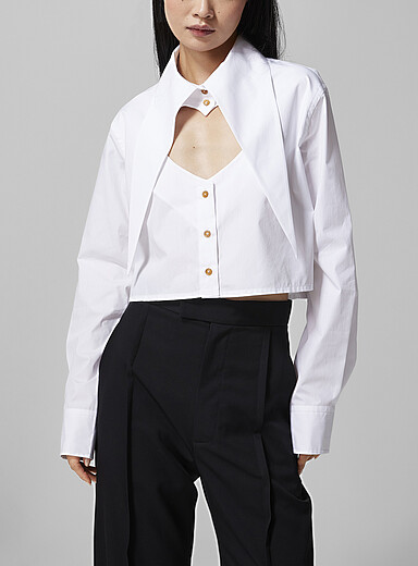 Vivienne Westwood White Heart cut-out cropped shirt for women