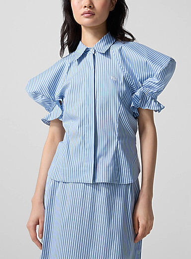Vivienne Westwood: La chemise ray&eacute;e Gexy &agrave; manches bouffantes Bleu pour femme