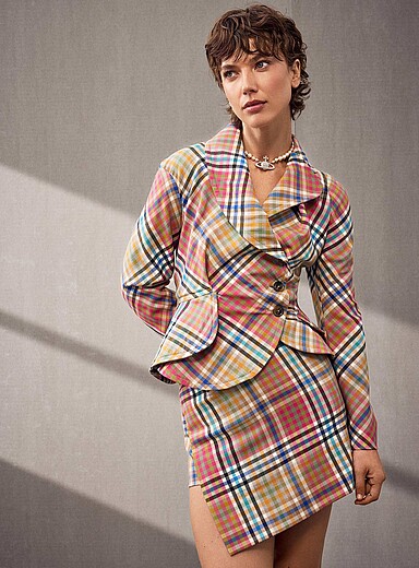 Infinity slanted tartan miniskirt