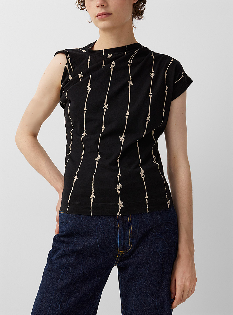 Vivienne Westwood: Le t-shirt Hebo rayures et orbes Noir pour femme