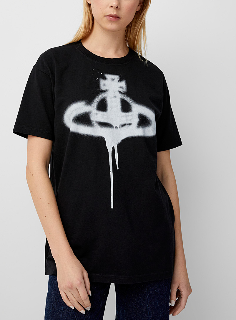 Vivienne Westwood: Le t-shirt Spray Orb Noir pour femme