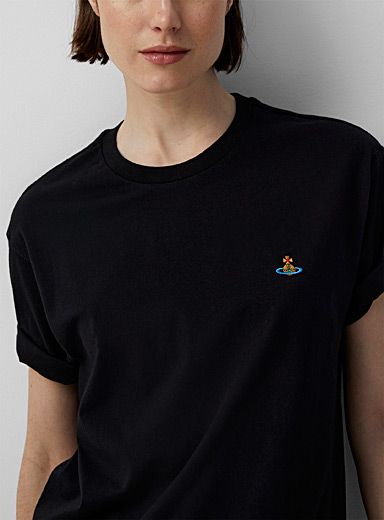 Vivienne Westwood Black Orb embroidered logo T-shirt for women