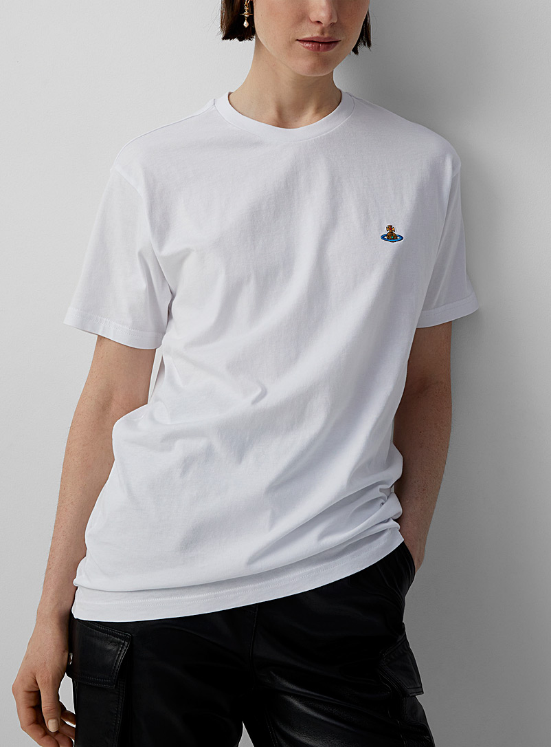 Vivienne Westwood: Le t-shirt logo Orb brodé Blanc pour femme
