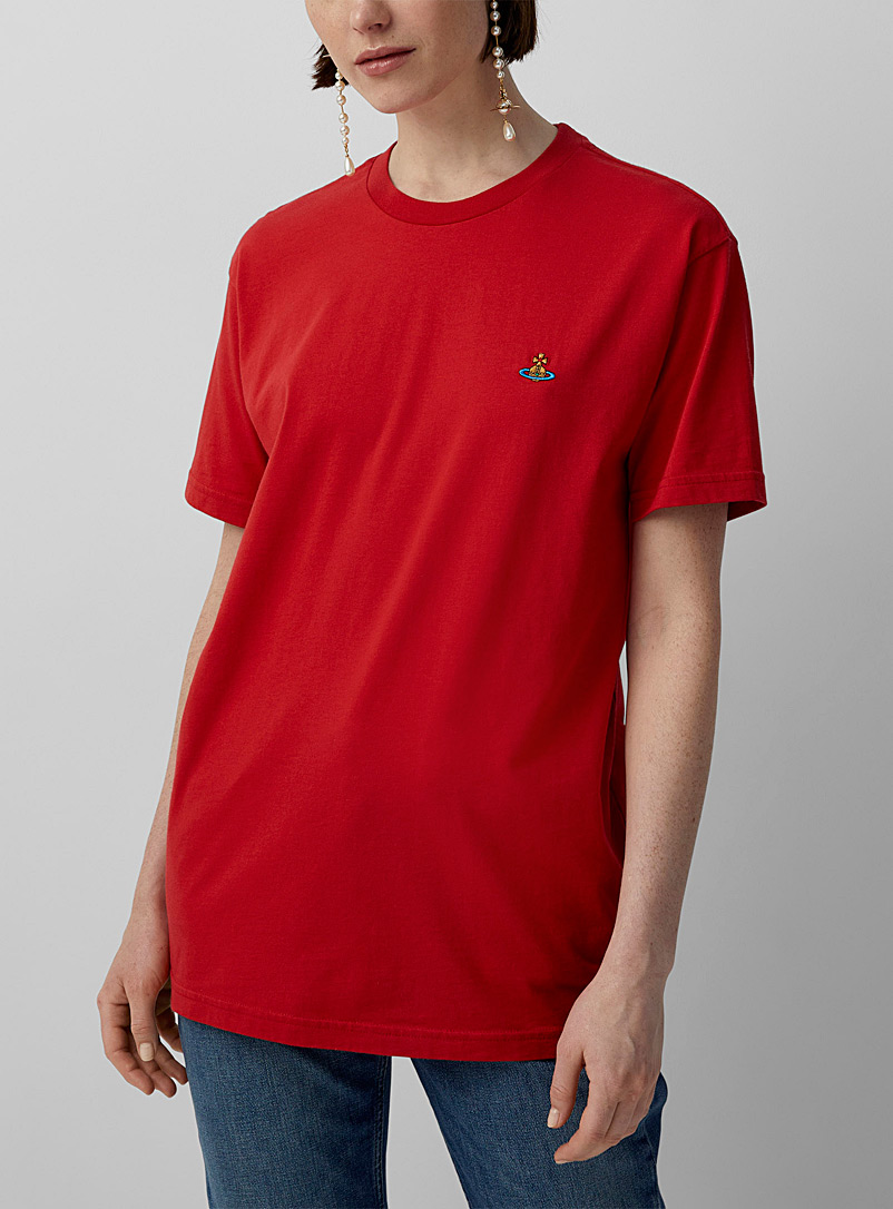 Vivienne Westwood: Le t-shirt logo Orb brodé Rouge pour femme