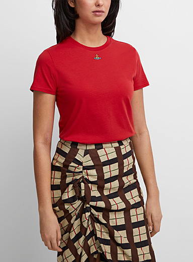Vivienne Westwood: Le t-shirt logo Orb brodé Rouge pour femme