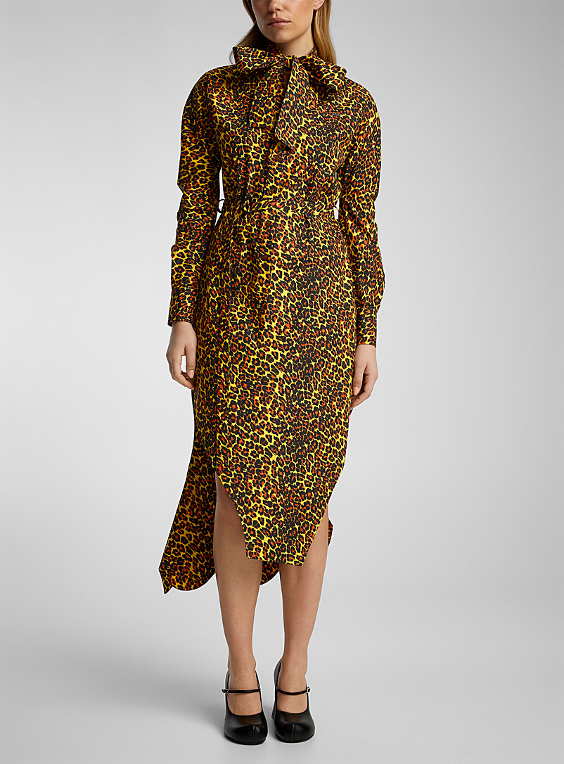 Vivienne Westwood Patterned Brown Tie-neck leopard dress for women