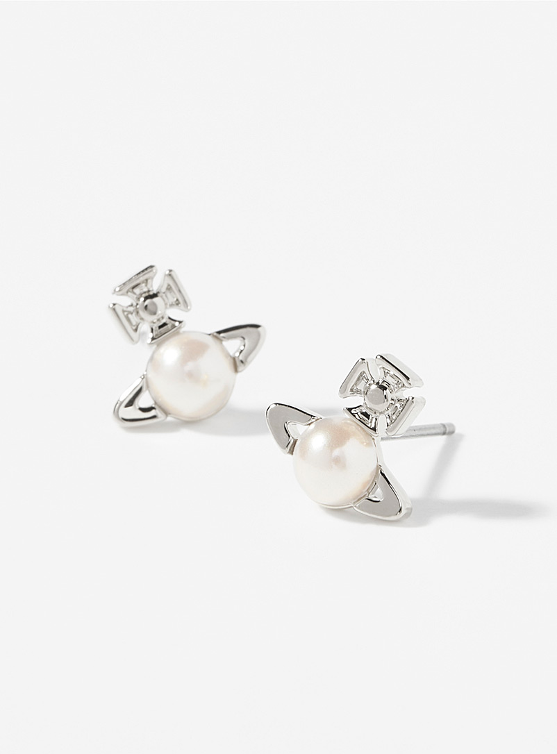 Vivienne Westwood White Balbina stud earrings for women