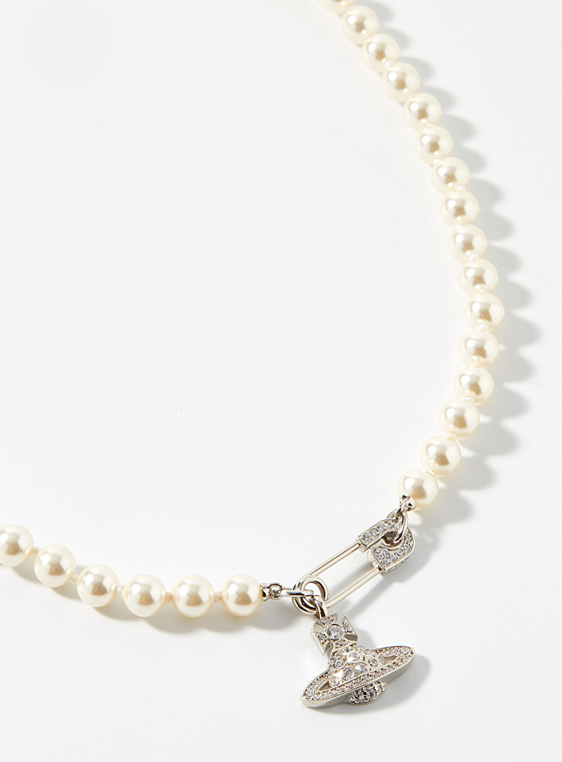 Vivienne Westwood: Le collier perles pendentif Lucrece Blanc pour femme