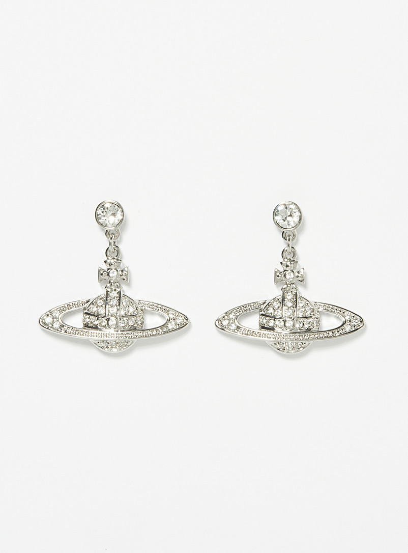 Vivienne Westwood Silver Long mini bas relief earrings for women