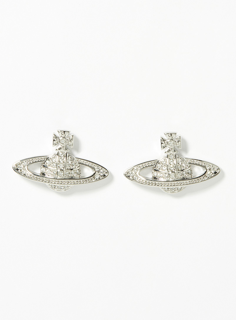 Vivienne Westwood Silver Mini bas relief earrings for women