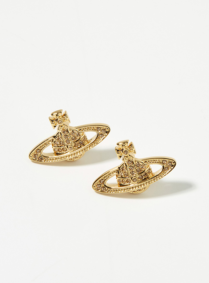 Vivienne Westwood Golden Yellow Mini bas relief earrings for women