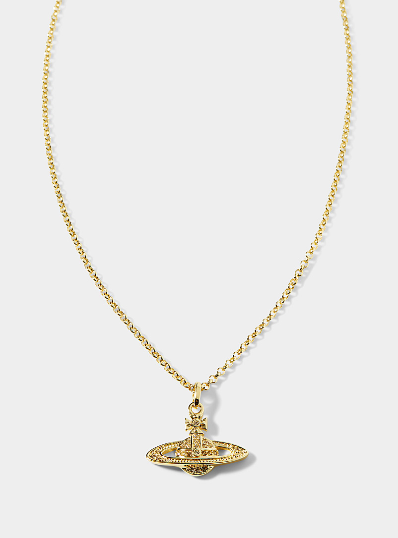 Vivienne Westwood Golden Yellow Mini bas relief pendant necklace for women
