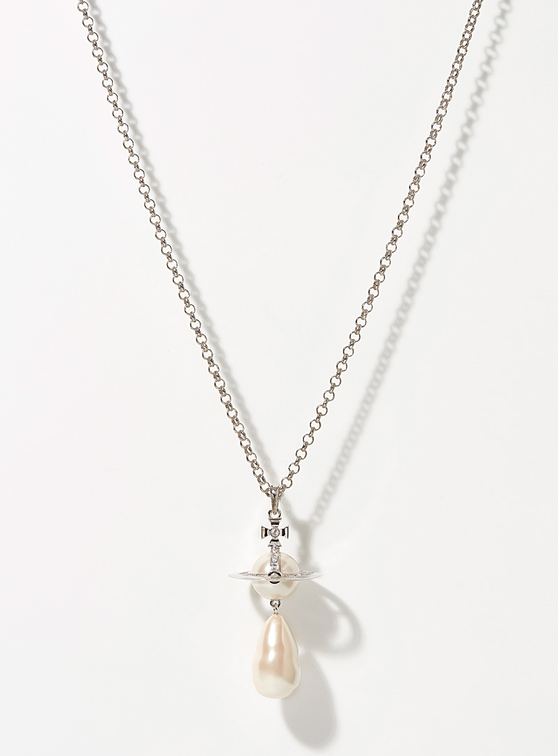Vivienne Westwood Silver Imposing mother-of-pearl bead orb necklace for women