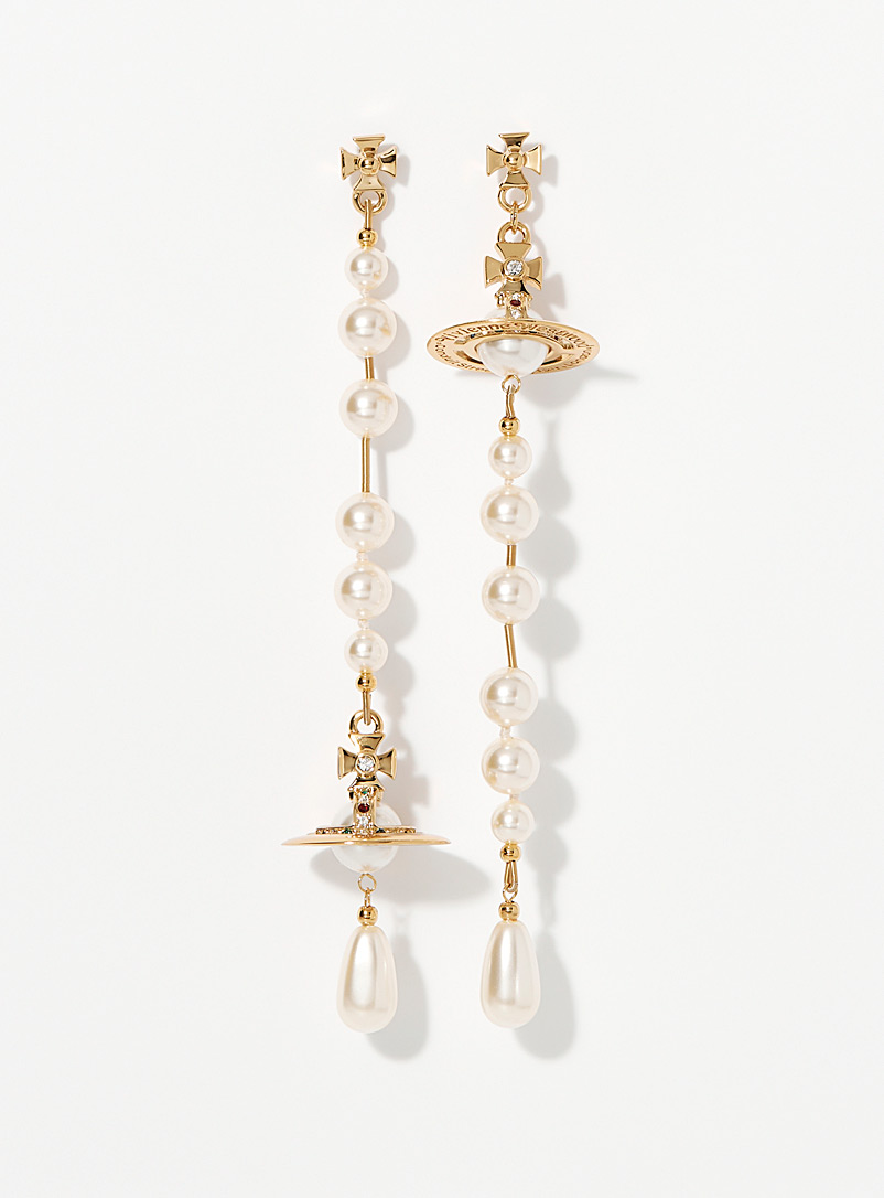 Vivienne Westwood: Les boucles d'oreilles Broken Pearl dorées Assorti pour femme