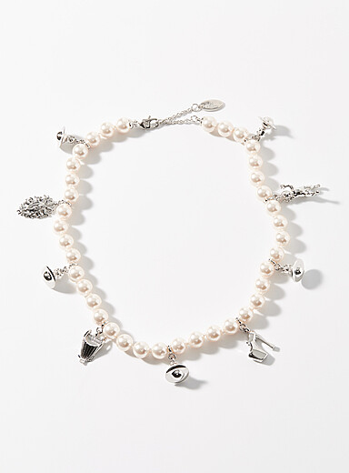 Vivienne Westwood: Le collier de perles Anglo Argent pour femme
