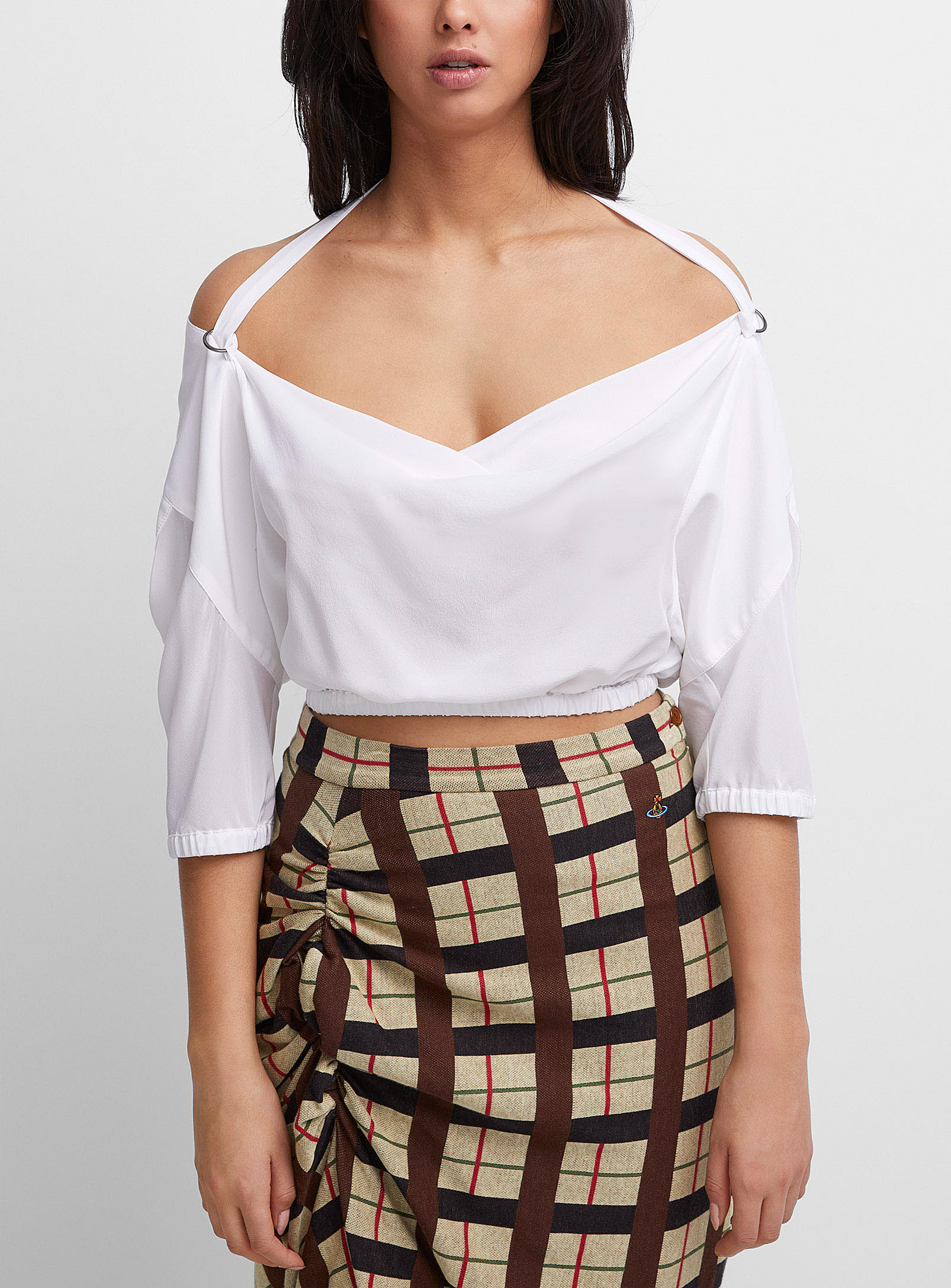 Vivienne Westwood Off-the-shoulder Silk Blouse In White