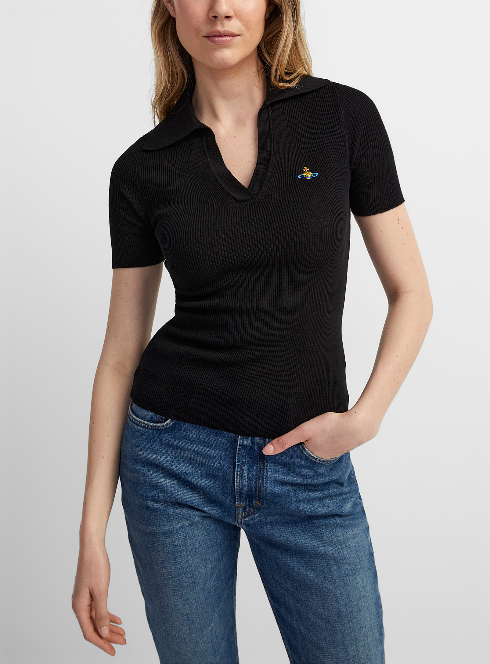 Shop Vivienne Westwood Marina Short-sleeve Polo Shirt In Black