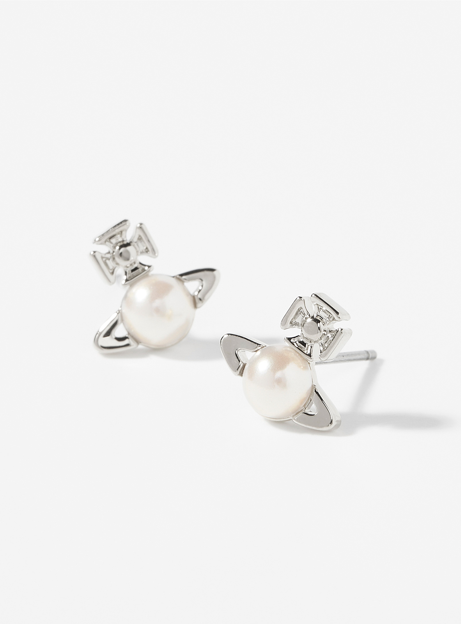 Shop Vivienne Westwood Balbina Stud Earrings In White