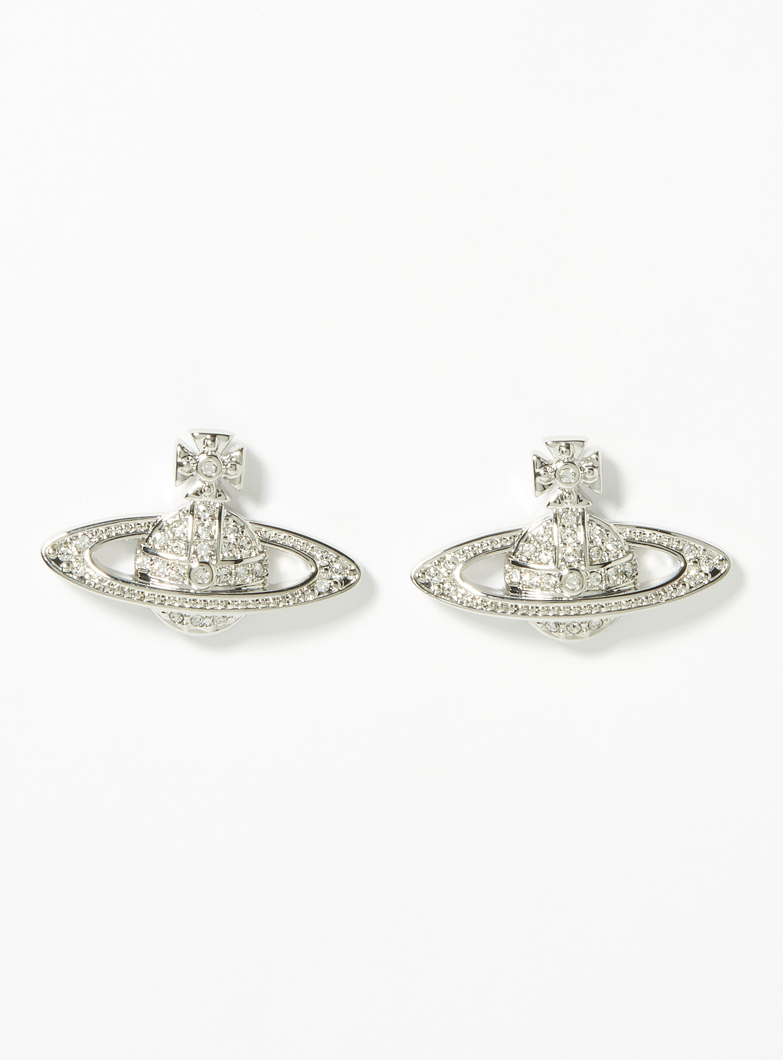 Shop Vivienne Westwood Mini Bas Relief Earrings In Silver