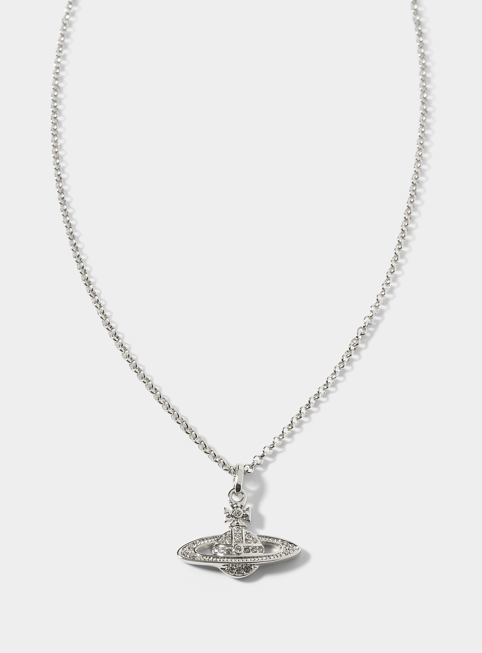 Vivienne Westwood Mini Bas Relief Pendant Necklace In Silver