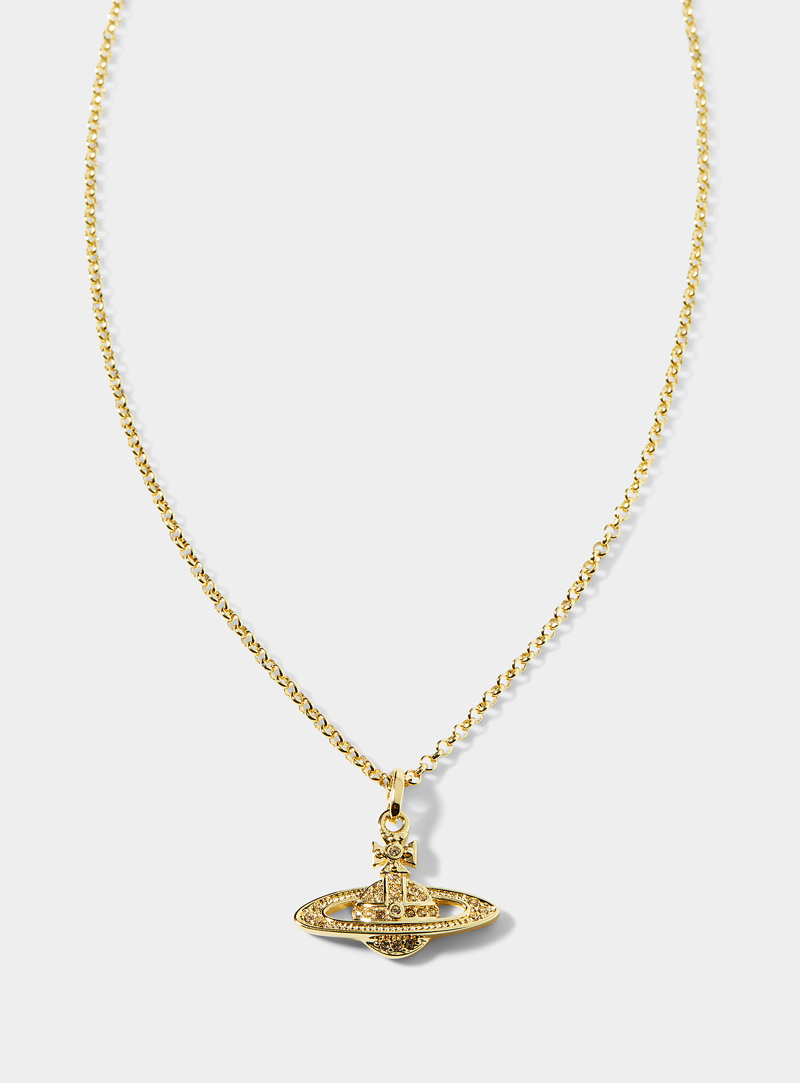 Vivienne Westwood Mini Bas Relief Pendant Necklace In Golden Yellow