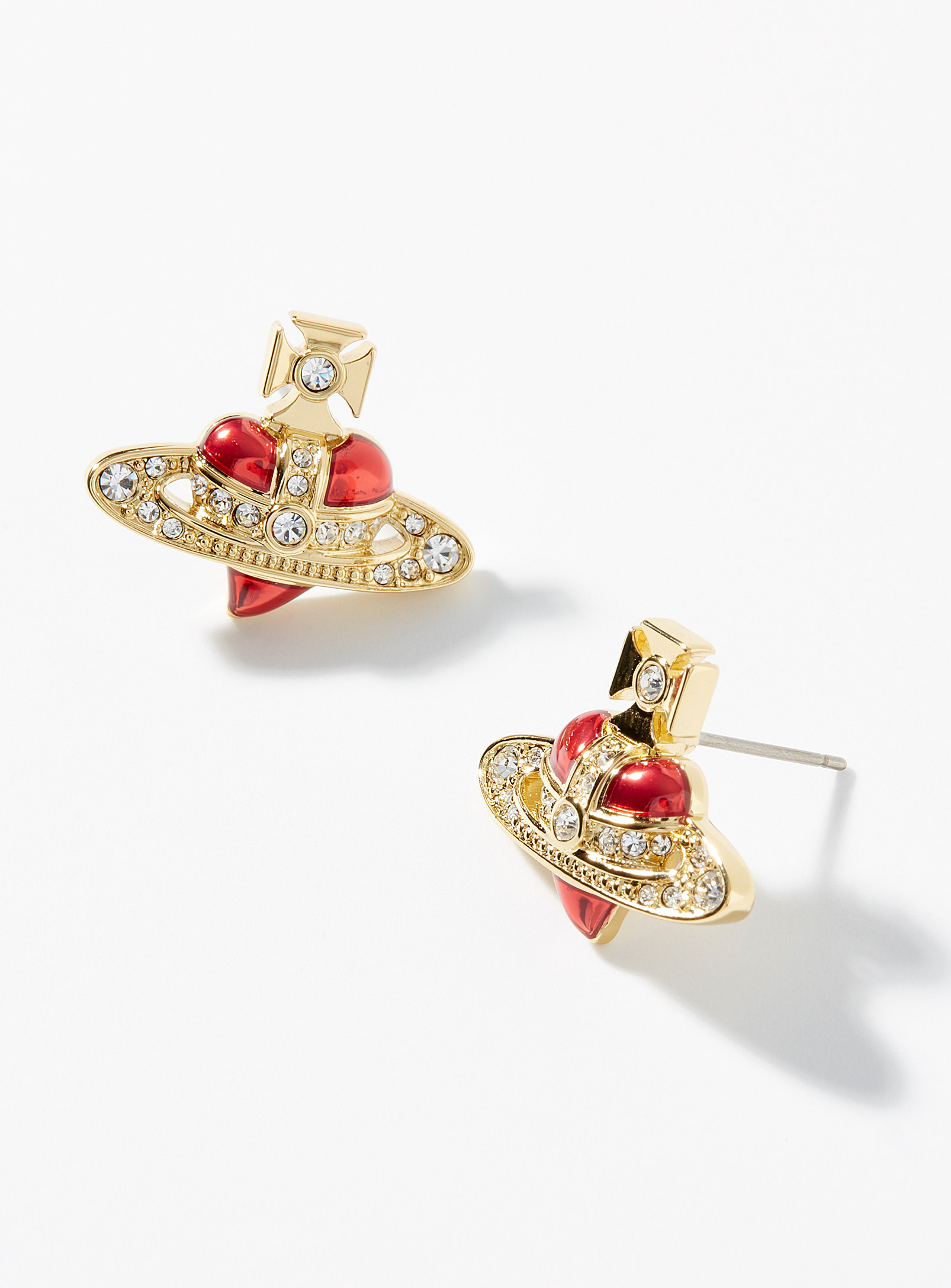 Vivienne Westwood New Diamante Earrings In Gold