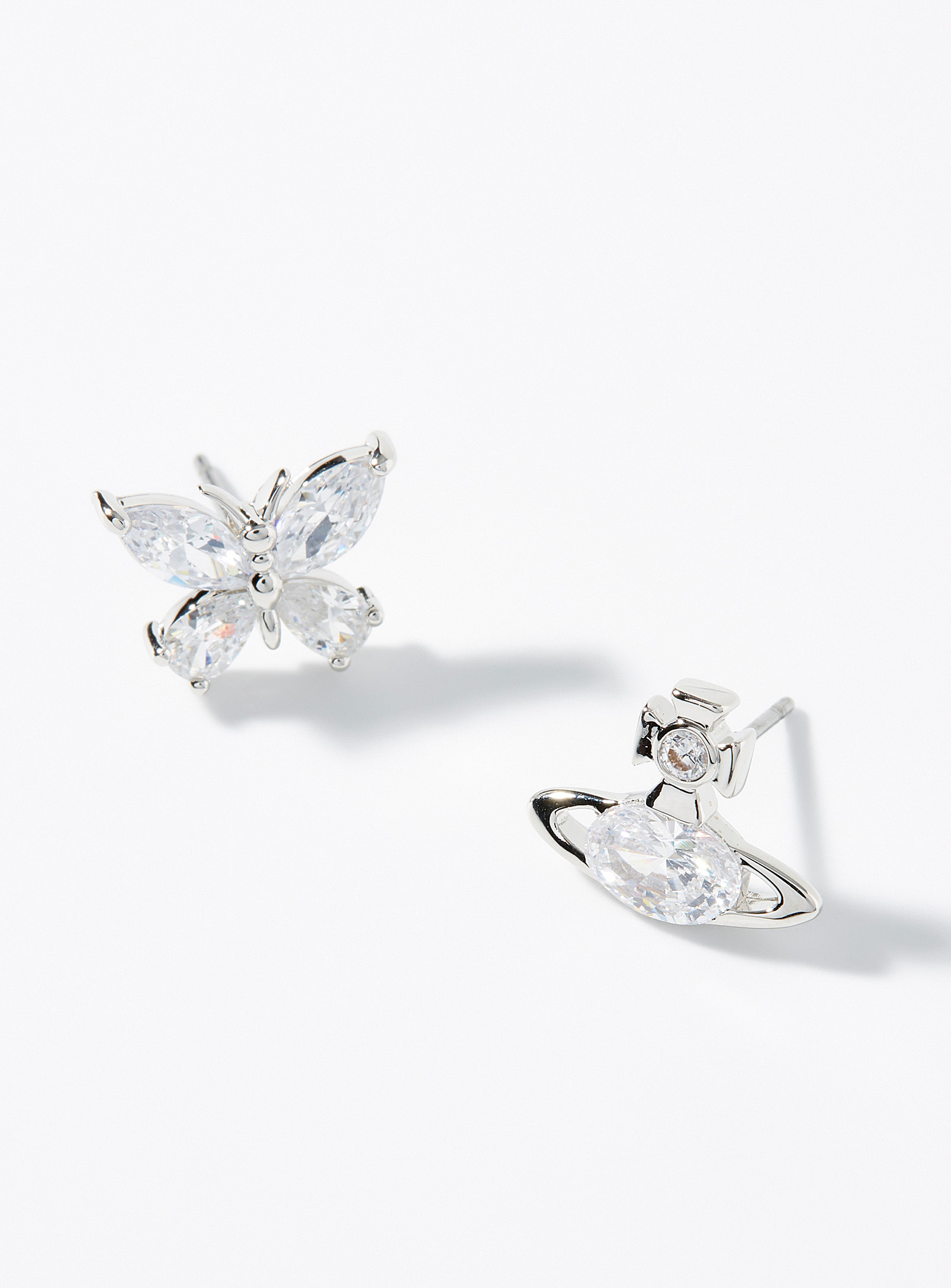 Vivienne Westwood Elianne Mismatched Earrings In Silver
