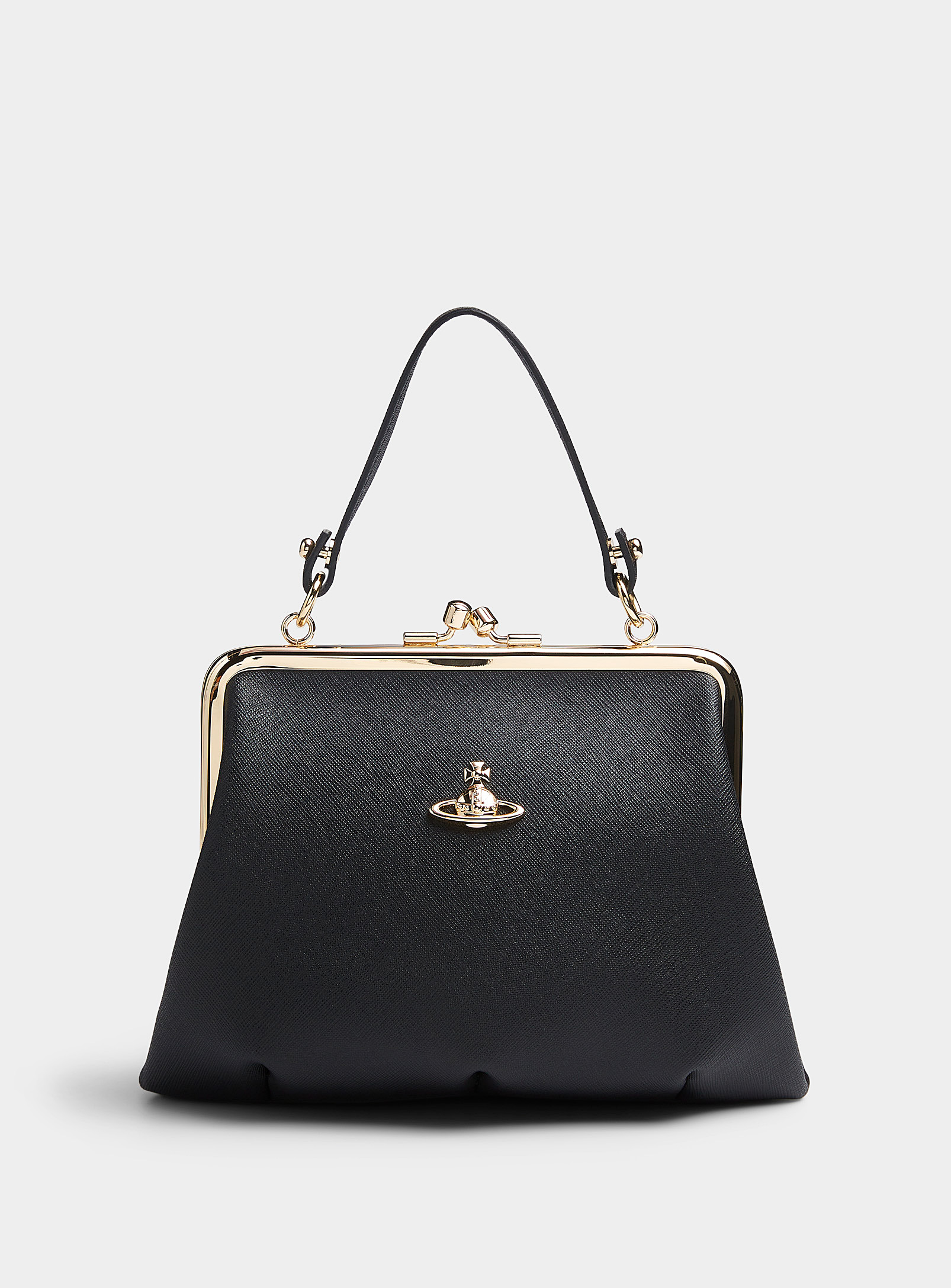 Vivienne Westwood Granny Saffiano-effect Handbag In Black