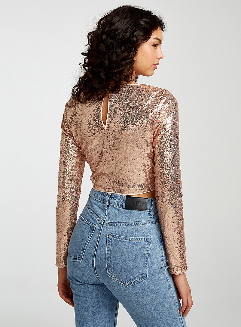Icône Pink Sequined champagne blouse for women