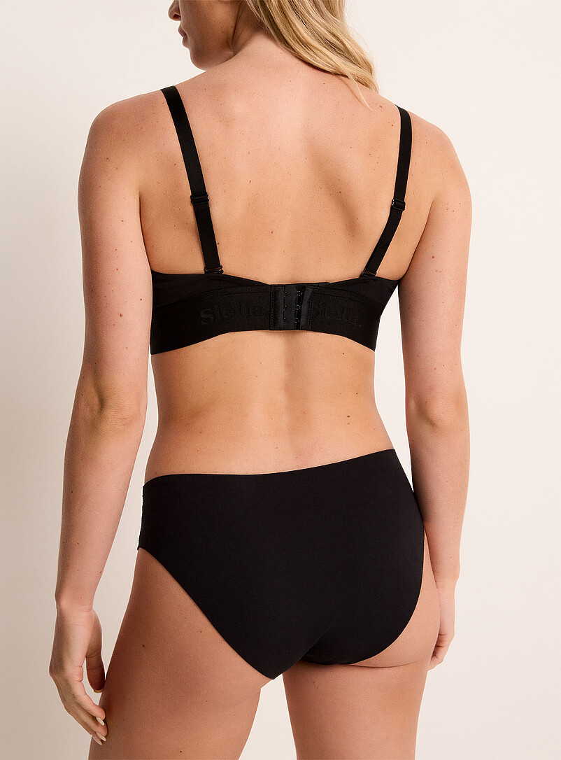 Siella: Le bikini taille V sans couture Coton biologique Noir pour femme