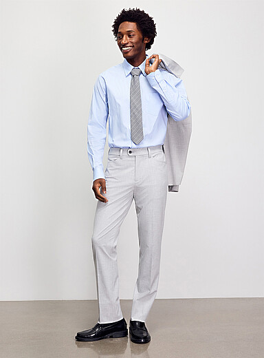 Citadin: Le pantalon extensible monochrome <b>Coupe droite</b> Gris clair pour homme