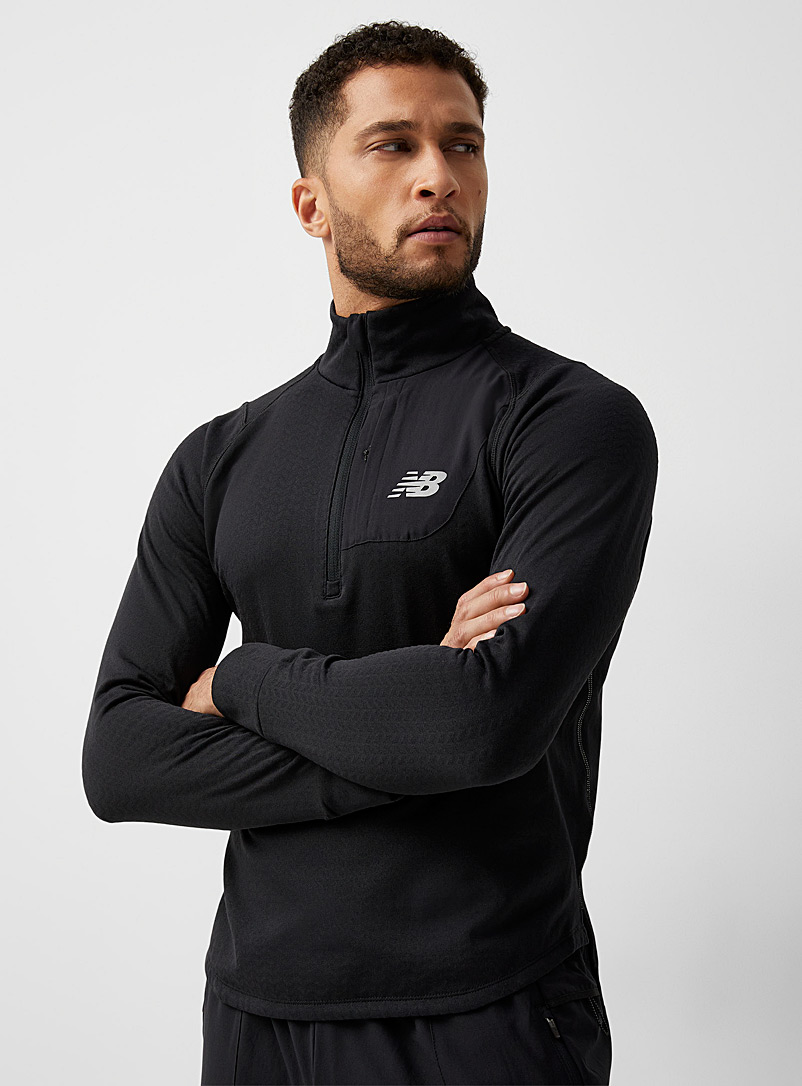 New Balance Black Heat Grid chest-pocket half-zip top for men