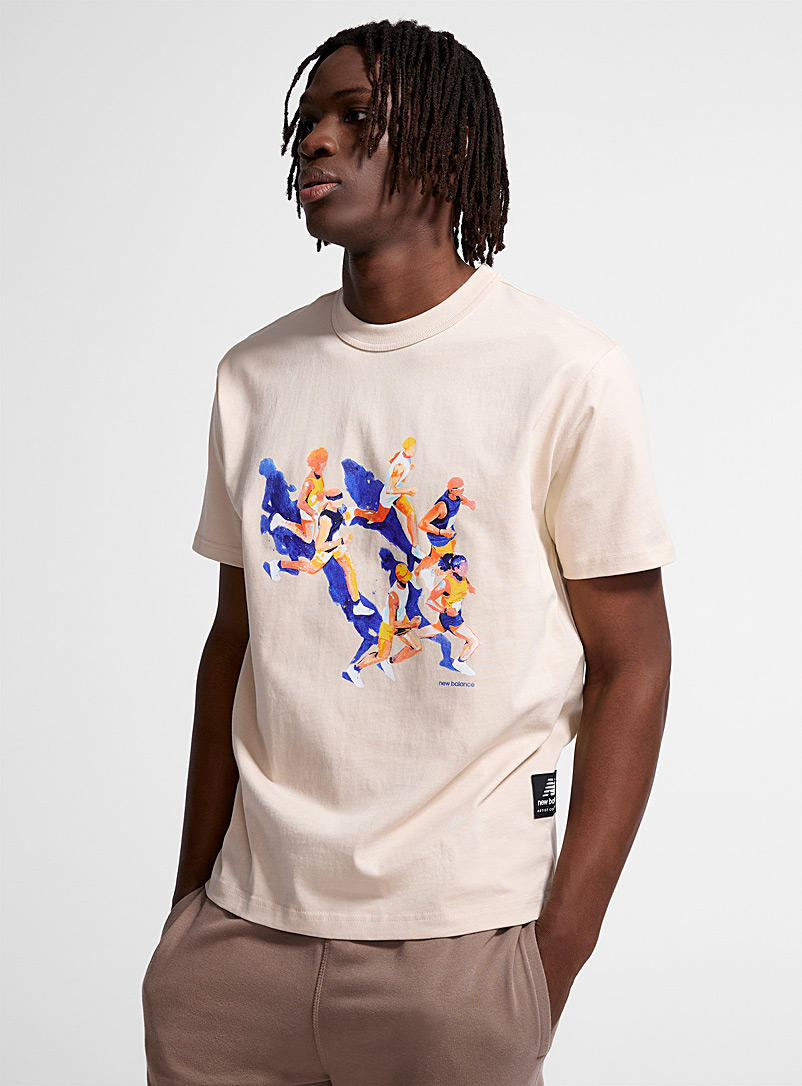 New Balance Cream Beige Runner T-shirt for men