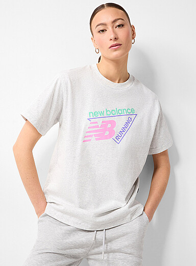 New Balance Grey Retro tri-logo T-shirt for women