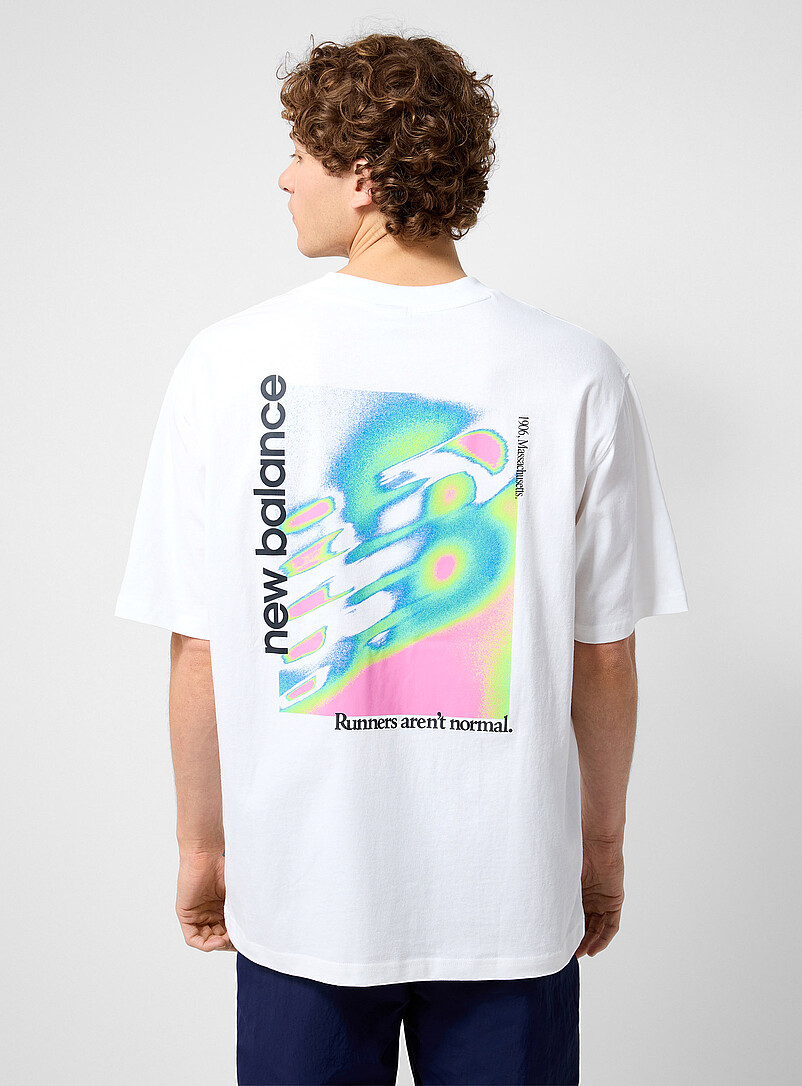 New Balance: Le t-shirt imprim&eacute; capteur thermique Blanc pour homme