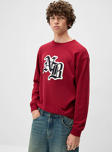New Balance: Le sweat mince logo <i>varsity</i> Bourgogne pour homme