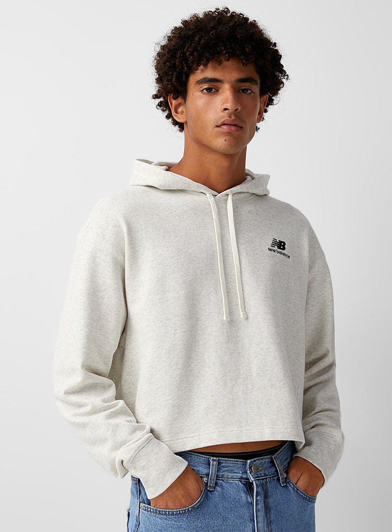 New Balance Grey Cropped NB hooded sweatshirt for men