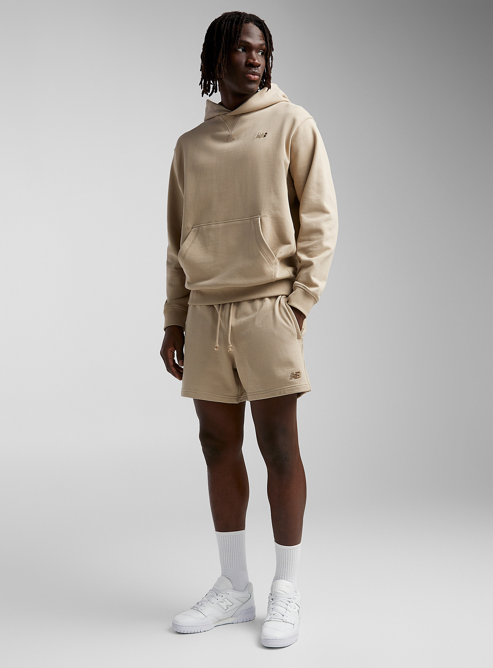 New Balance Embroidered Logo Terry-lined Short In Fawn