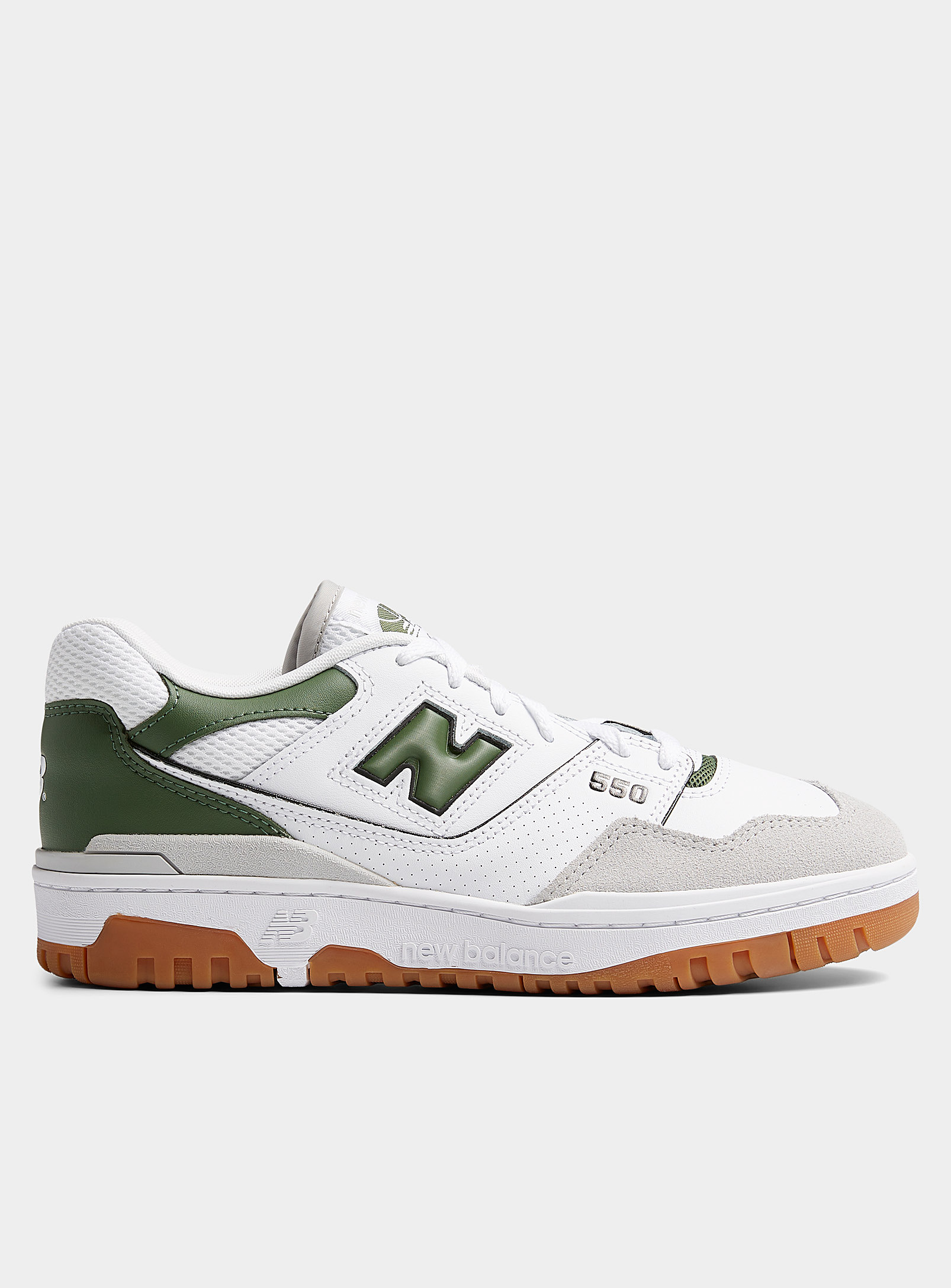 New Balance - Men's White and forest-green 550 sneakers Men