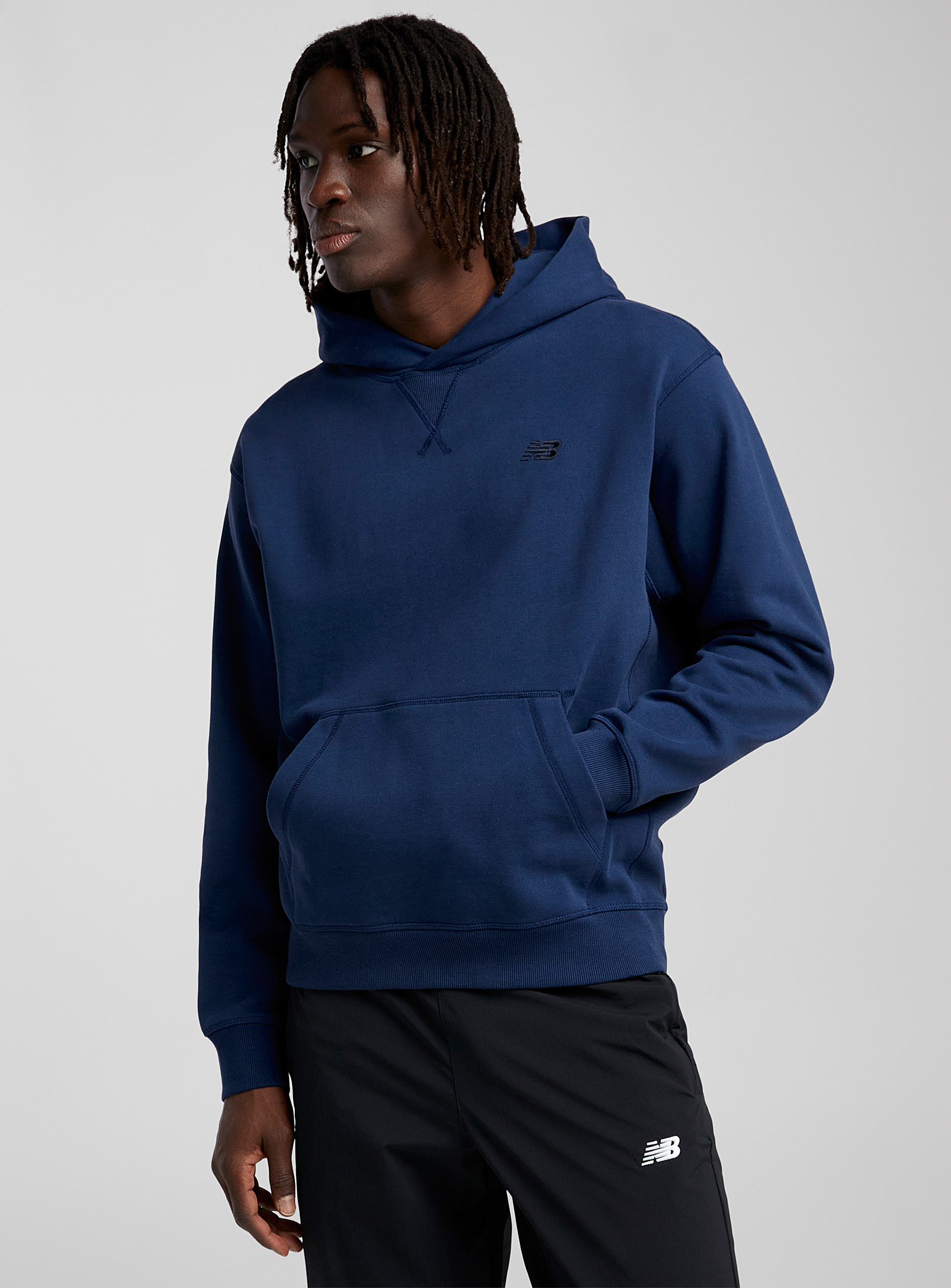 New Balance Embroidered Logo Terry-lined Hoodie In Marine Blue