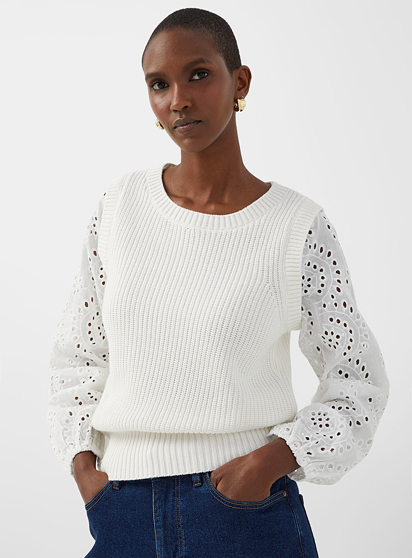 Romantic sleeves ribbed sweater | Contemporaine | Shop Women's Sweaters ...