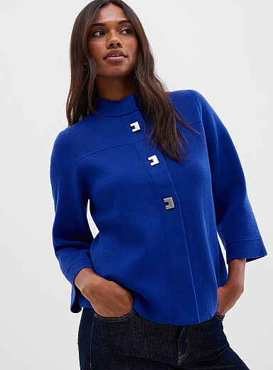 Le cardigan manches 3/4 boutons g&eacute;om&eacute;triques