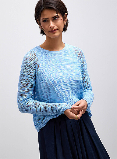 Cropped openwork boxy-fit sweater
