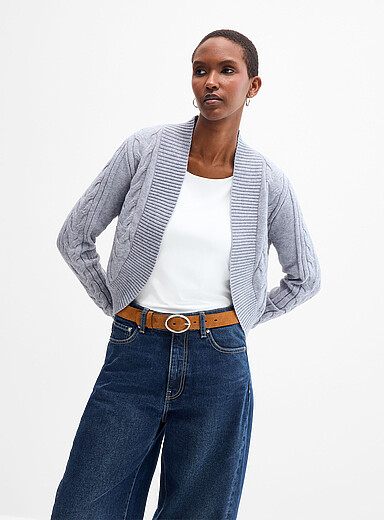 Contemporaine Grey Rounded cable-knit bolero for women