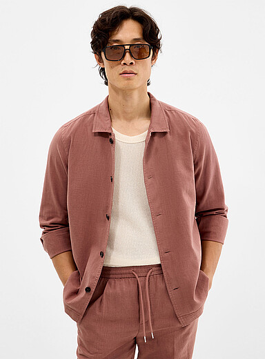 Dusty pink cotton and linen overshirt