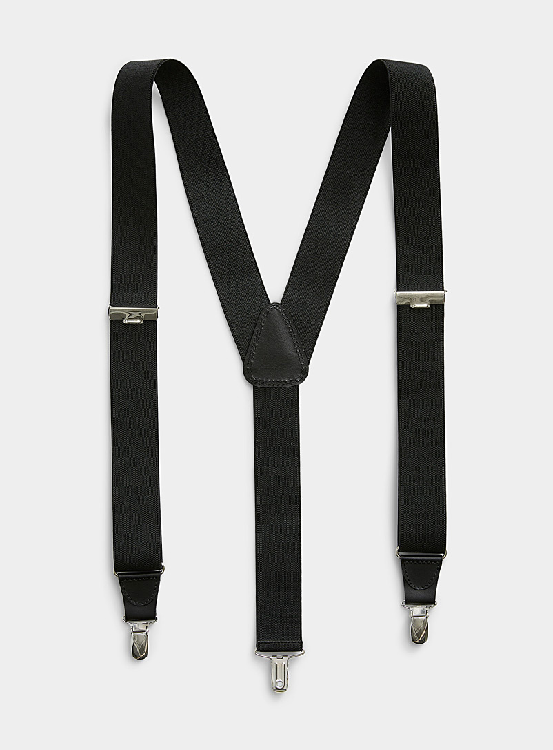 Profuomo Black Solid suspenders for men