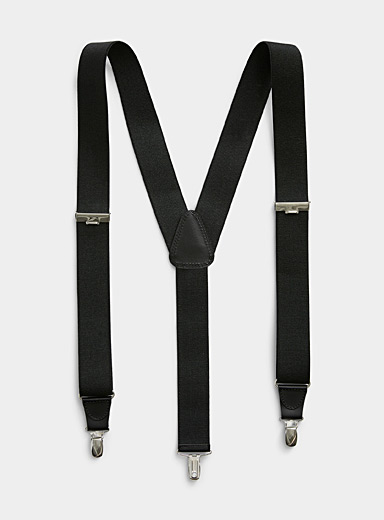 Profuomo Black Plain suspenders for men